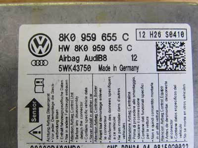 Audi OEM A4 B8 Airbag Control Module Unit 8K0959655C 09 10 11 A5 S5 S44